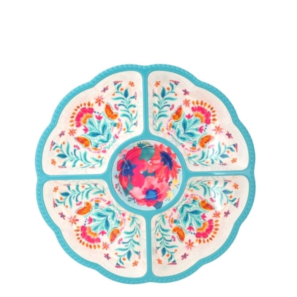 The Pioneer Woman chips and dip platter Folk Geo teal gift idea🌺